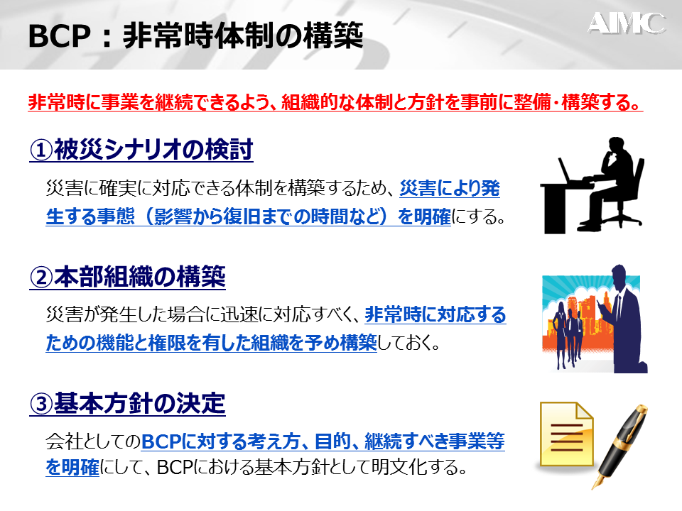 Bcp構築と策定サイクル 非常時体制の構築と重要業務の選定 現場コンサルタントによる あるある コラム エイアイエムコンサルティング株式会社